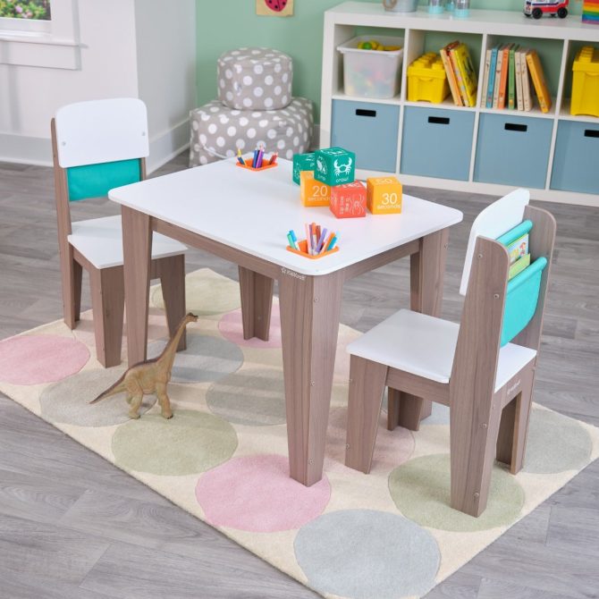 Pocket Storage Table & 2 Chair Set - Gray Ash - Image 3
