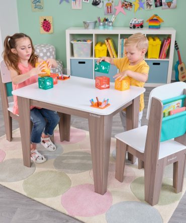 Pocket Storage Table & 2 Chair Set - Gray Ash