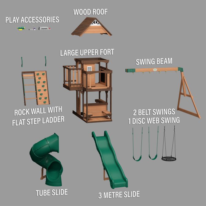 Backyard Discovery Cedar Cove Wooden Climbing Frame with 2 x Swings, Web Disc Swing and 2 x Slides - Image 12