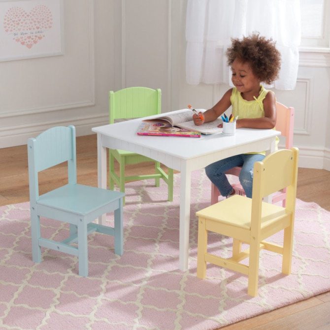 Nantucket Table & 4 Chair Set - Pastel