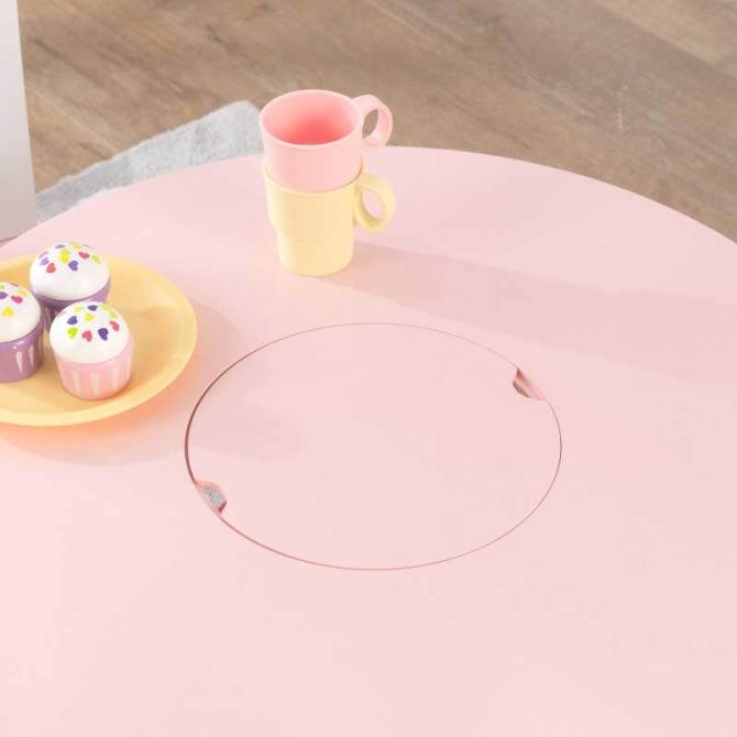 Round Storage Table & 2 Chair Set - Pink & White - Image 6