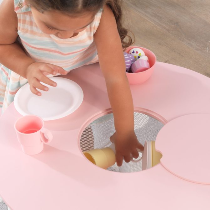 Round Storage Table & 2 Chair Set - Pink & White - Image 7