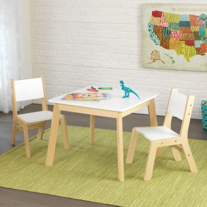 Modern Table & 2 Chair Set - White - Image 2