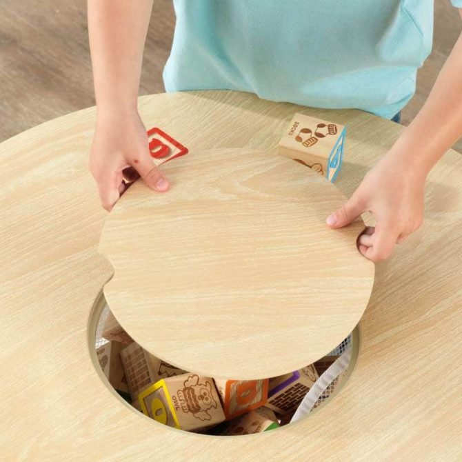 Round Storage Table & 2 Chair Set - Natural & White - Image 5