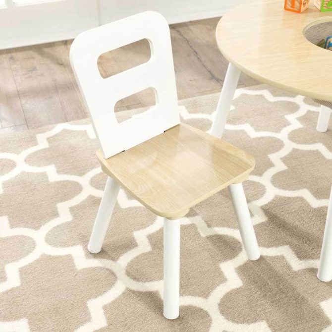 Round Storage Table & 2 Chair Set - Natural & White - Image 3