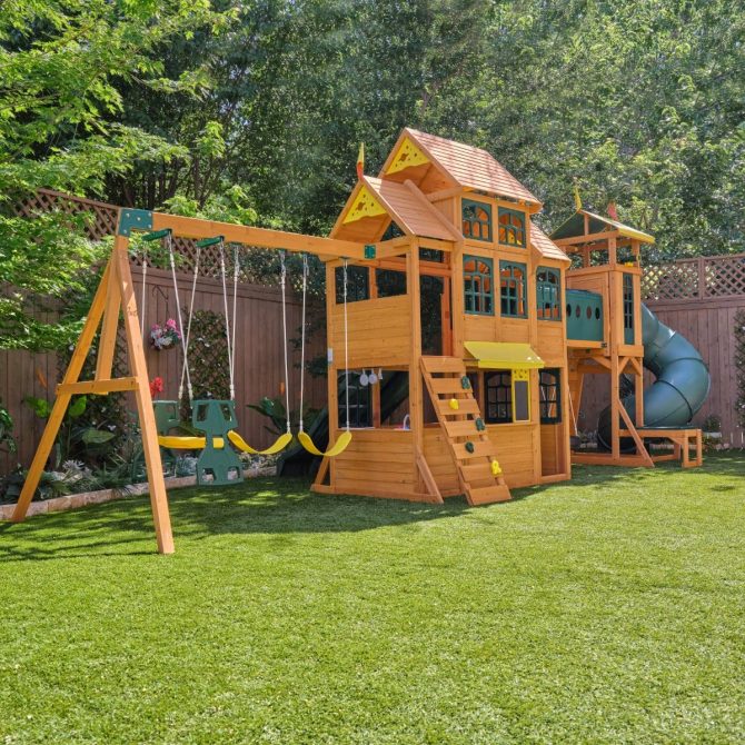 Bear Cave Lodge Swing Set - Installation Available - Image 5