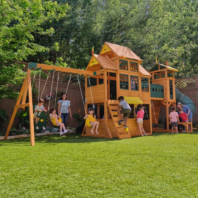Bear Cave Lodge Swing Set - Installation Available - Image 3