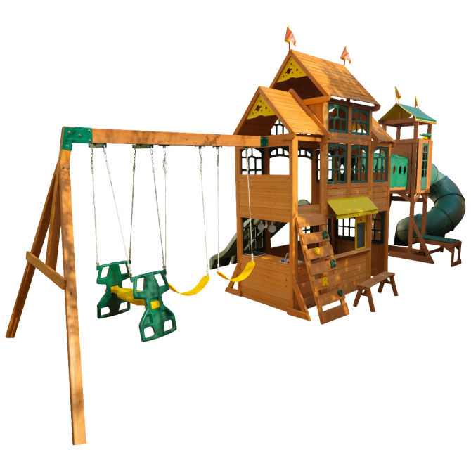 Bear Cave Lodge Swing Set - Installation Available - Image 25