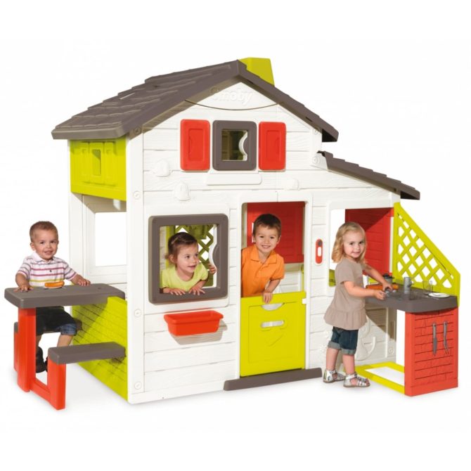 Smoby - Neo Friends House - Playhouse (2.1m tall) with accessories for kids, suitable both indoors and outdoorswith picnic table and kitchen for boys and girls aged 2 and over - Image 3