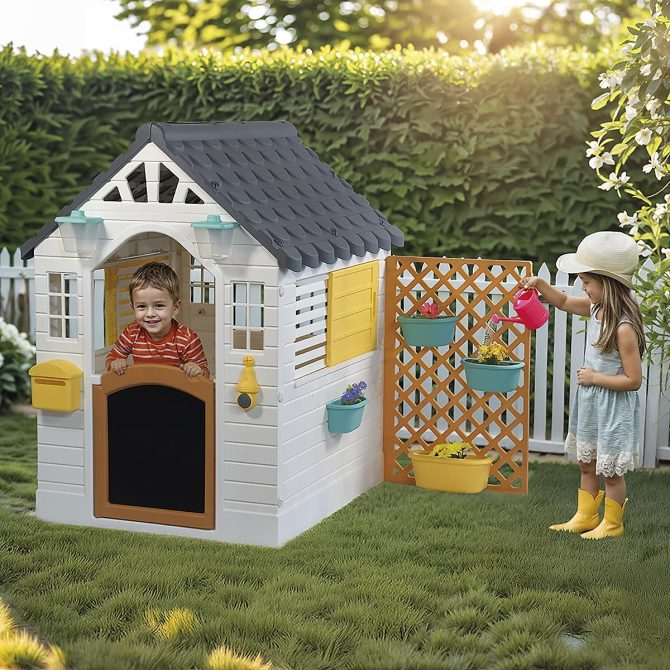 Dolu Children's Garden Playhouse with Fence - Image 5