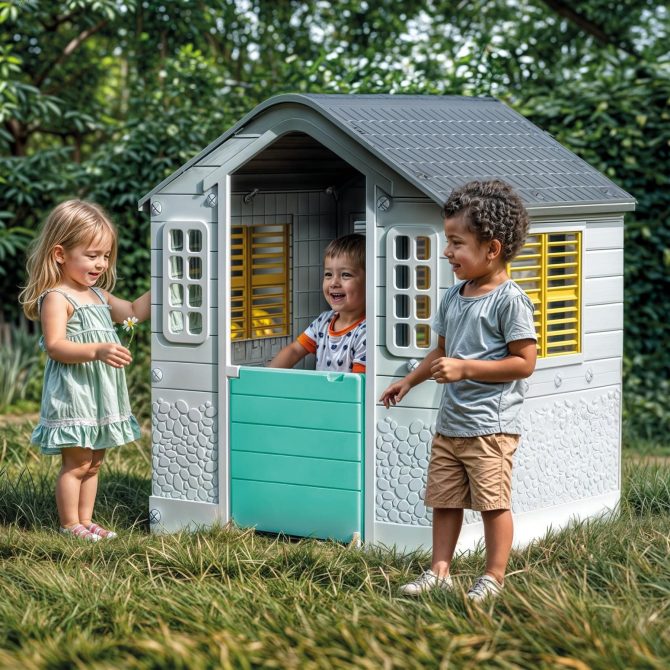 Dolu Kids Outdoor Playhouse – White - Image 4